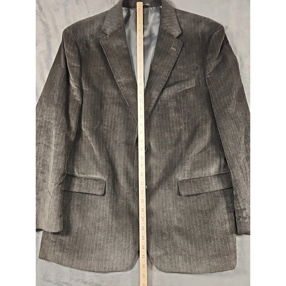 Chaps Corduroy Blazer Chevron Brown Sport Coat Mens 44R 💯 Cotton 2-Button Vtg‎